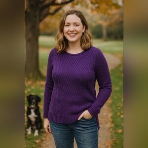 Dana Buchman Purple Cable Knit Sweater | Size Medium | Classic Fall Favorite EUC